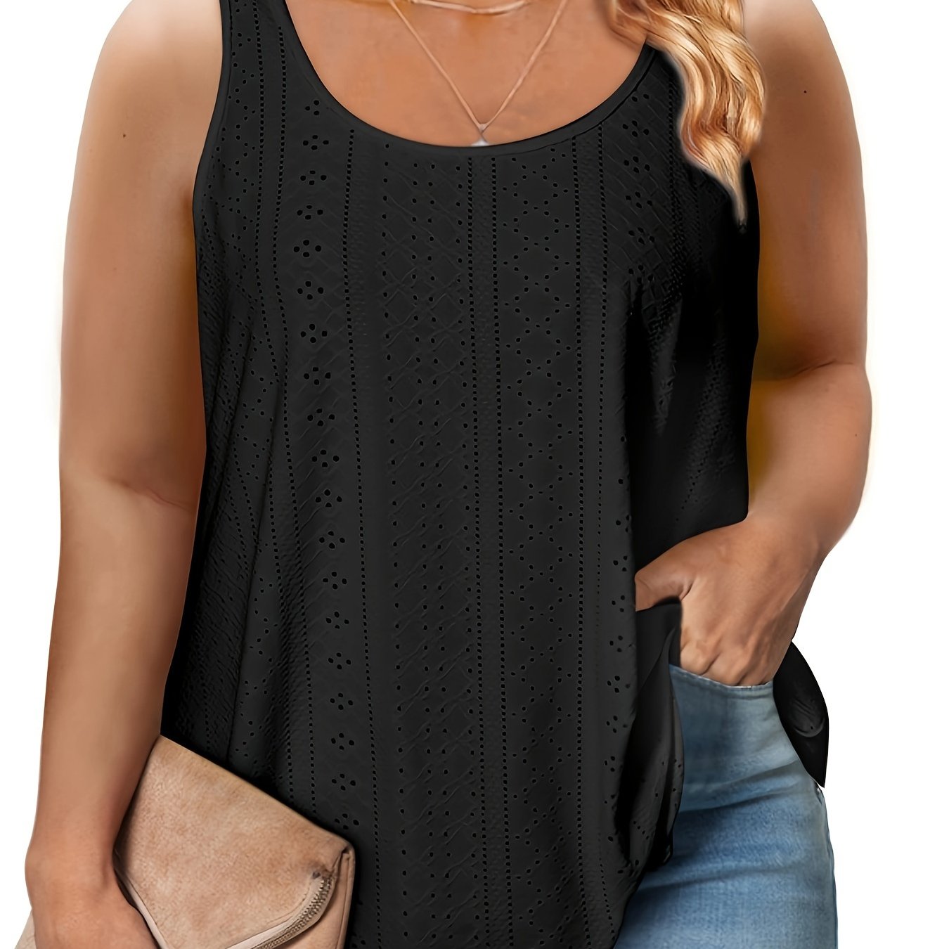 Women's Plus Size Tank Top Sleeveless Curved Hem Casual Summer