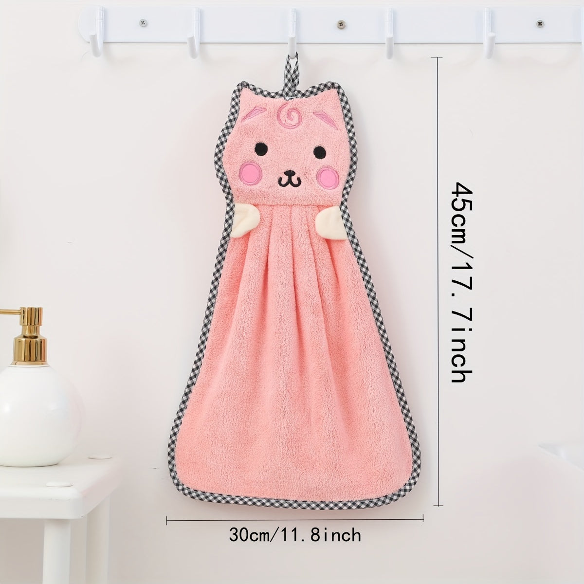 Cute Kitty Pattern Towels Soft Absorbent Coral Fleece Bathroom Towels