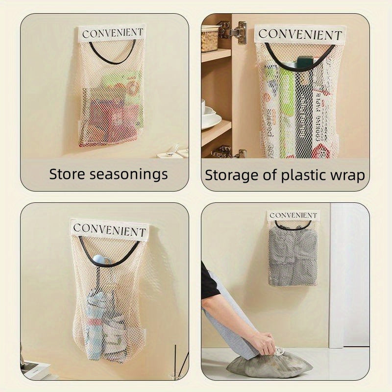 1 dona Yuqori elastik to'rli osma saqlash sumkasi tortish tugmasi bilan - turli xonalar uchun ko'p maqsadli tashkilotchisi. (Bej).