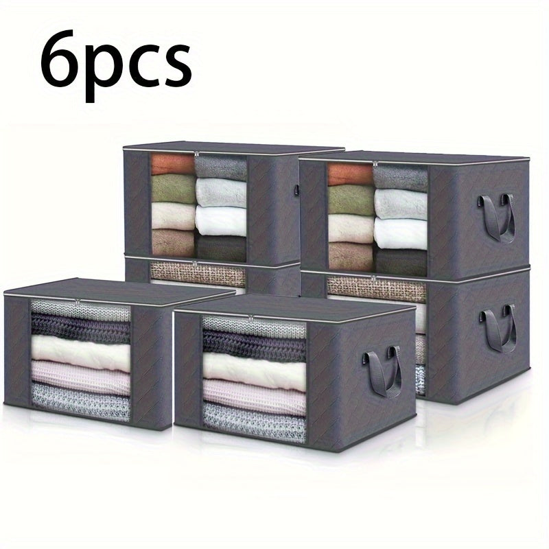 Large Foldable Fabric Storage Bins Set of 3 or 6 for Bedroom Closet Dorm Organizing