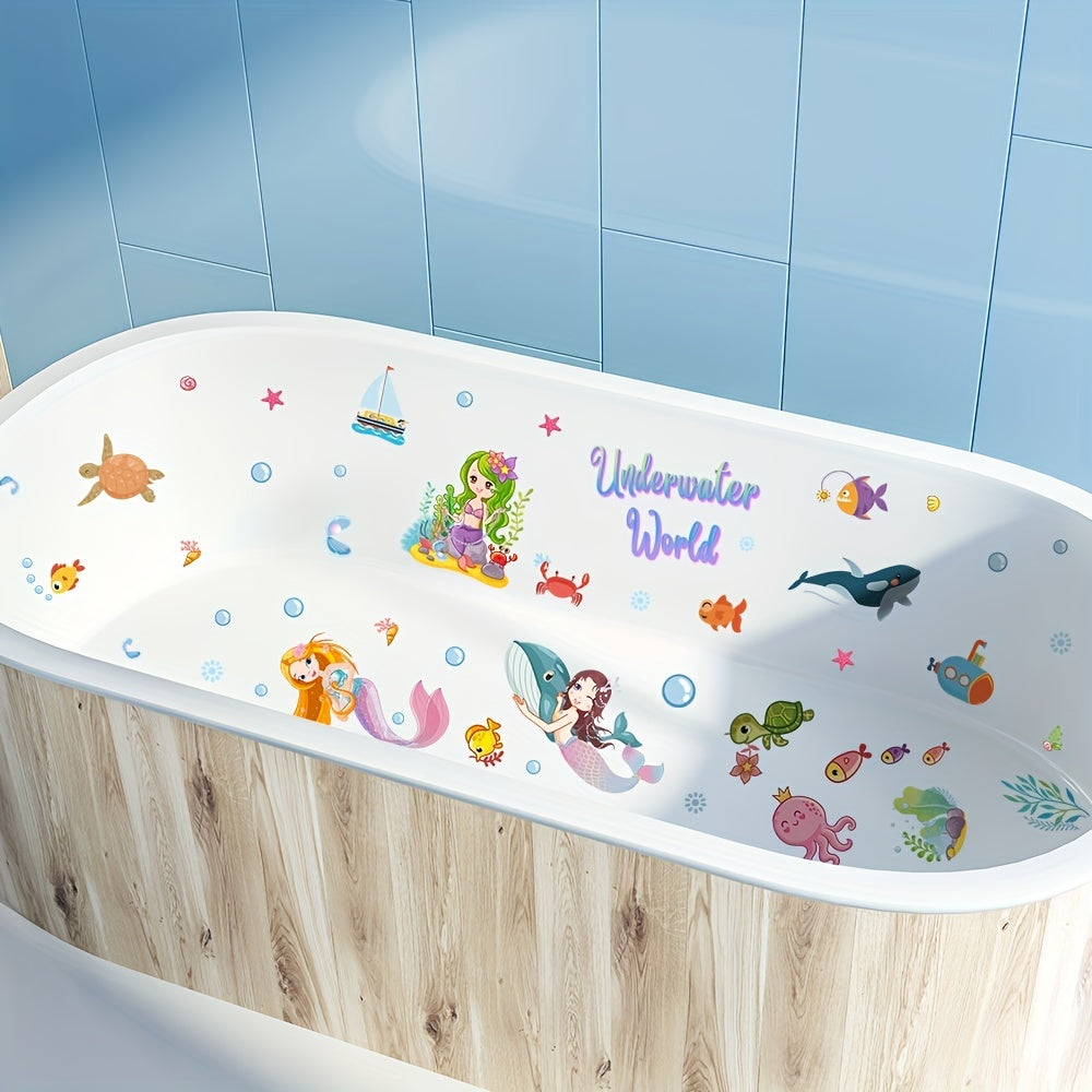 6 Anti-Slip Bathtub Stickers for Kids Mermaid and Ocean Theme Safe Bathing