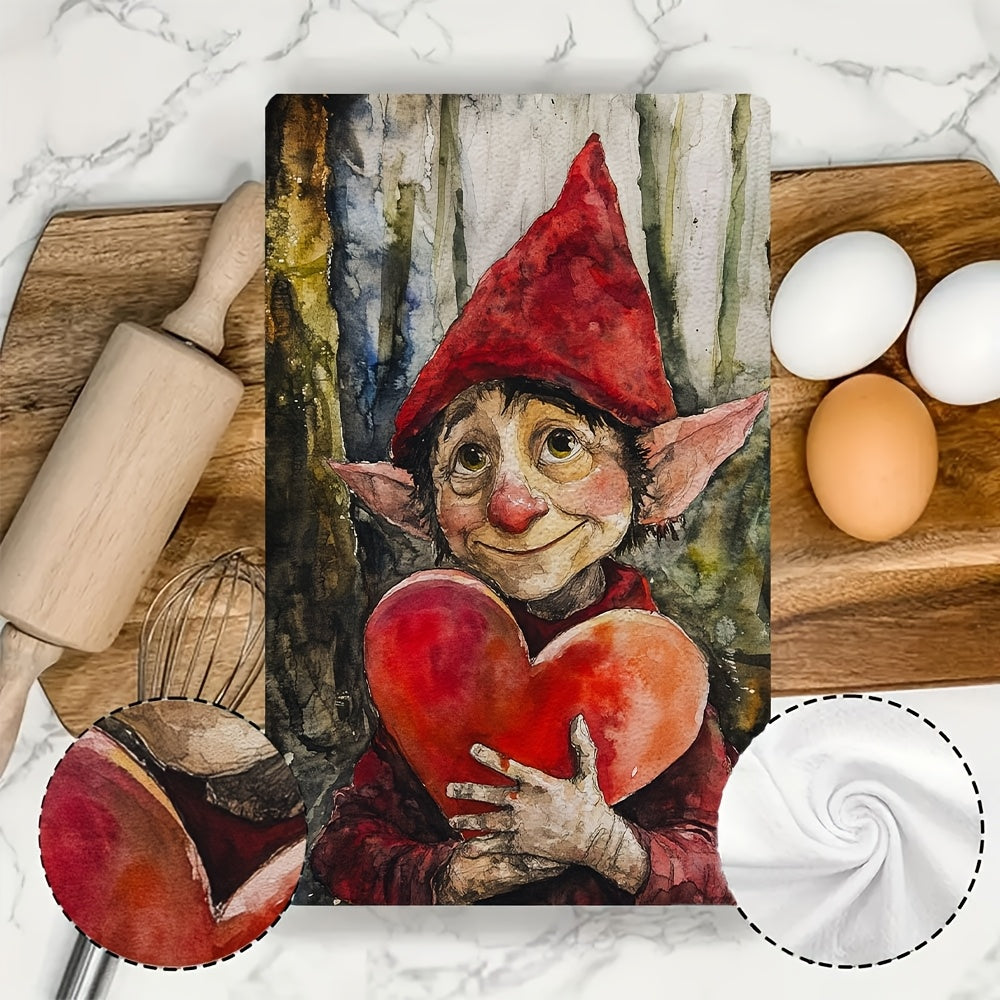 Valentine's Day Elf Kitchen Towels Ultra-Soft Absorbent 40x60 cm