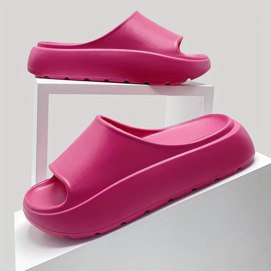 Women's Solid Color EVA Beach Slides with Wedge Platform and Soft Sole