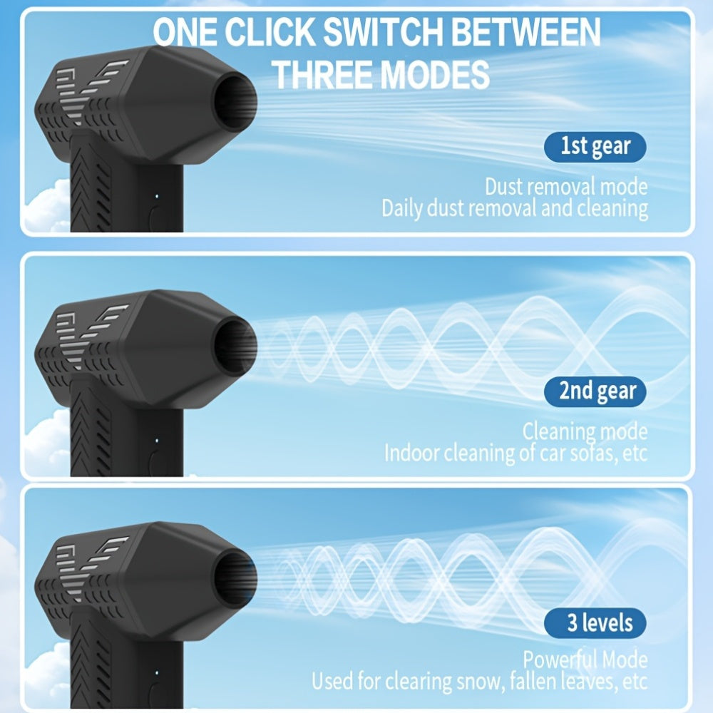 USB bilan quvvatlanadigan batareyaga ega portativ mini turbo jet ventilyator, bir nechta burunlar bilan