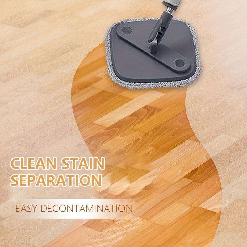 Juego de cubo y mopa de giro cuadrado con sistema de separación automática para agua sucia, mopa con cabezal giratorio de 360° y auto-escurrido para suelos de madera, baldosas, mármol. Incluye 2 almohadillas