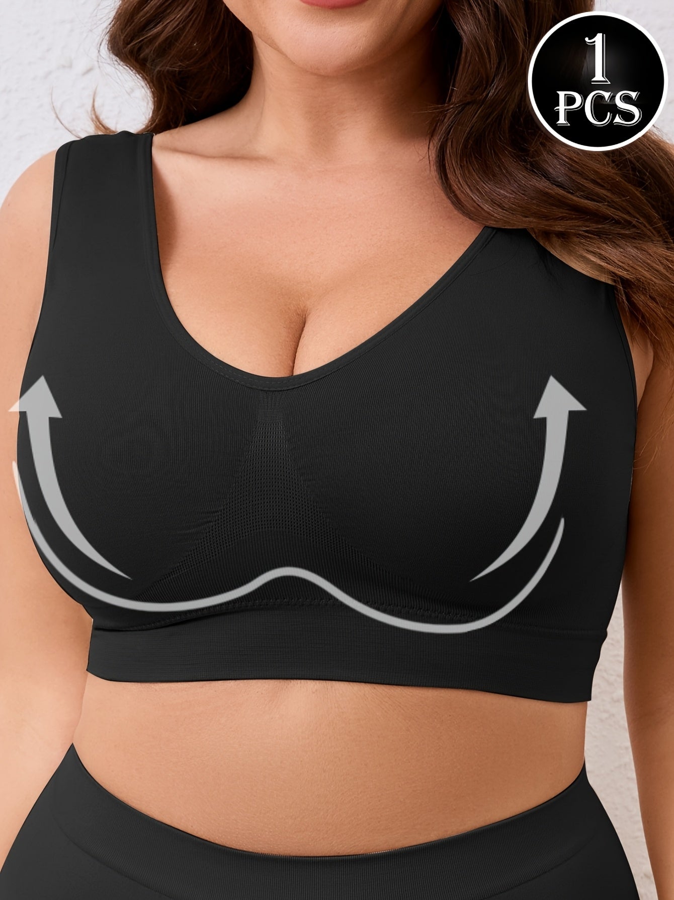 Plus o'lcham ayollar uchun shikastlanmagan sport bra sport tank top bir rang keng yelka kamari bo'shliqsiz