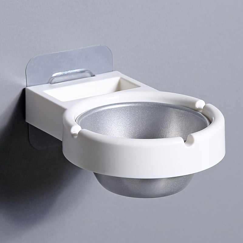 Bathroom Wall-Mounted Ashtray Round Plastic Lid No Drilling