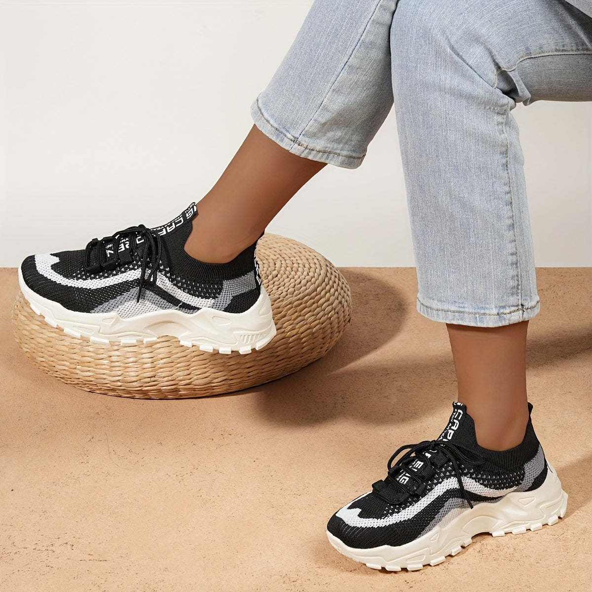 Women's Mesh Platform Sneakers Casual Low Top Tennis Shoes Plus Size