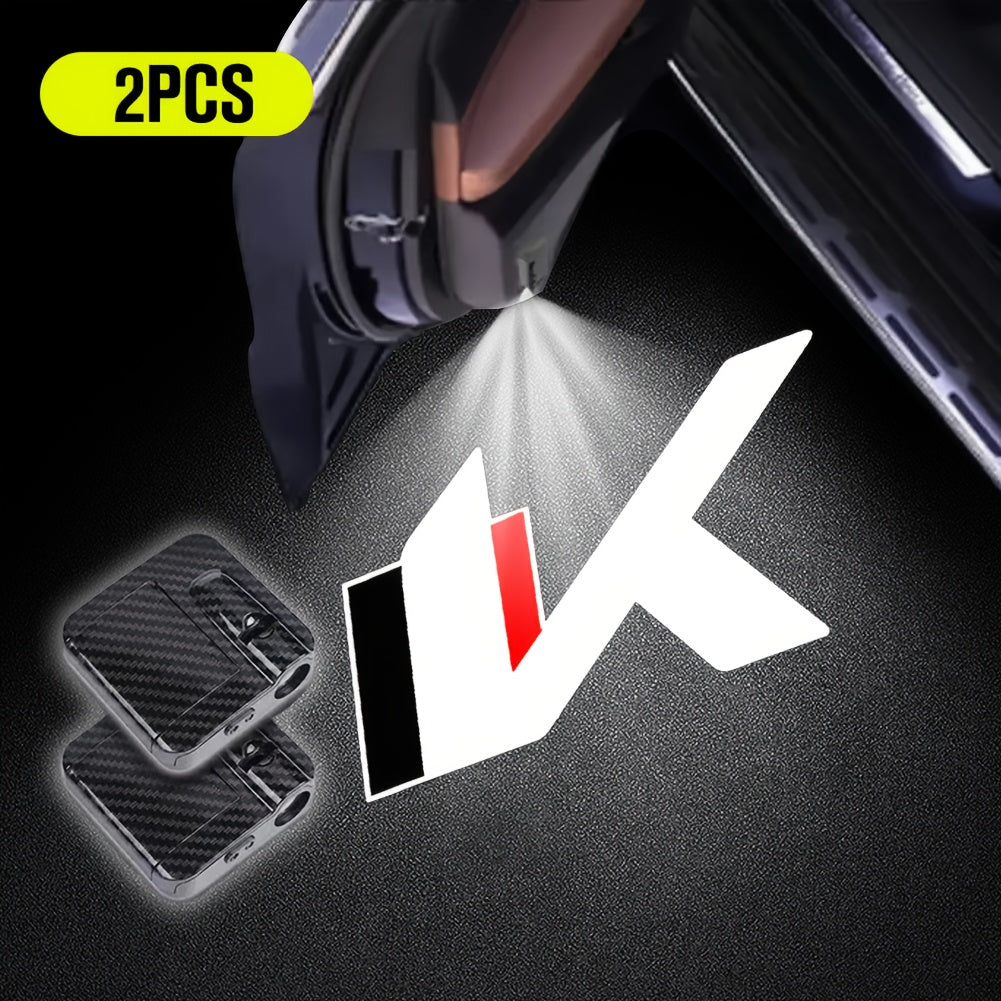 2pcs LED Car Welcome Lights, Battery-Powered, Easy Open Door, Bright Logo