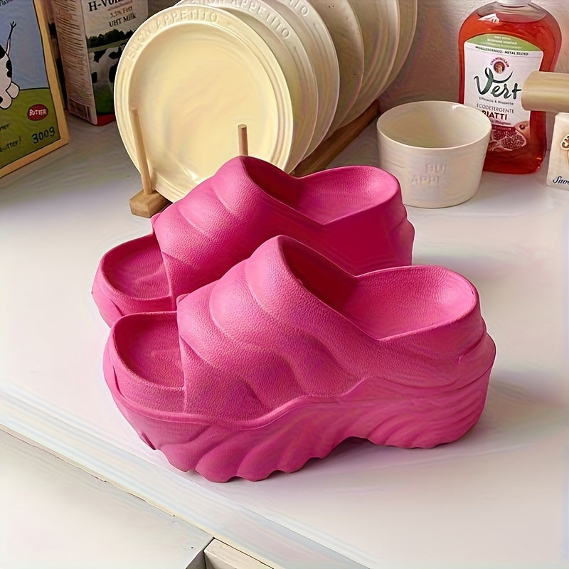 Women EVA Platform Shoes Thick Cushioned Heel Non-Slip Peep Toe Light Purple White