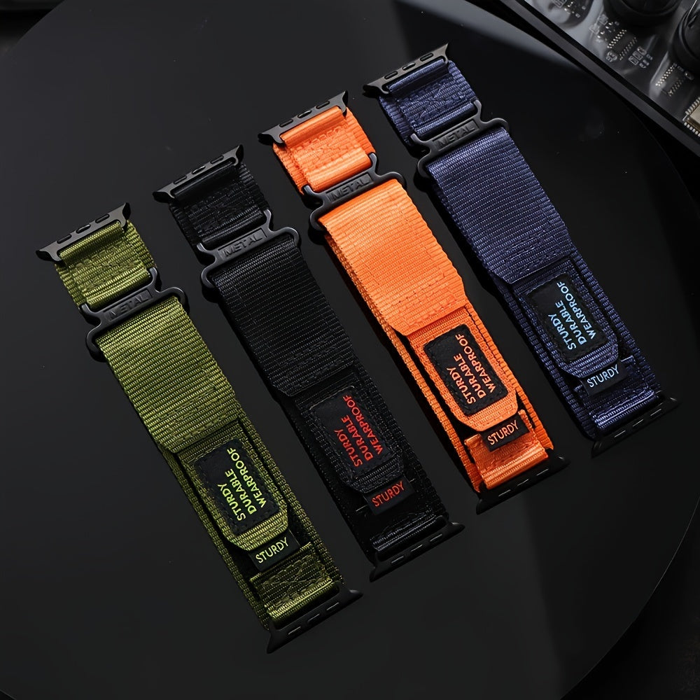 Men's Tactical Nylon Watch Strap Compatible with iPhone Watch Series 1-9 Ultra 2 38mm 42mm 44mm 45mm 49mm