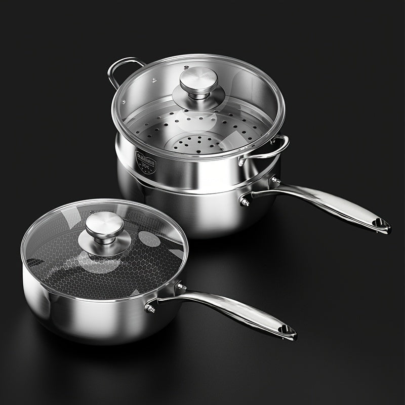 Stainless Steel Saucepan No Coating Dishwasher Safe for Noodles and Kids Meals