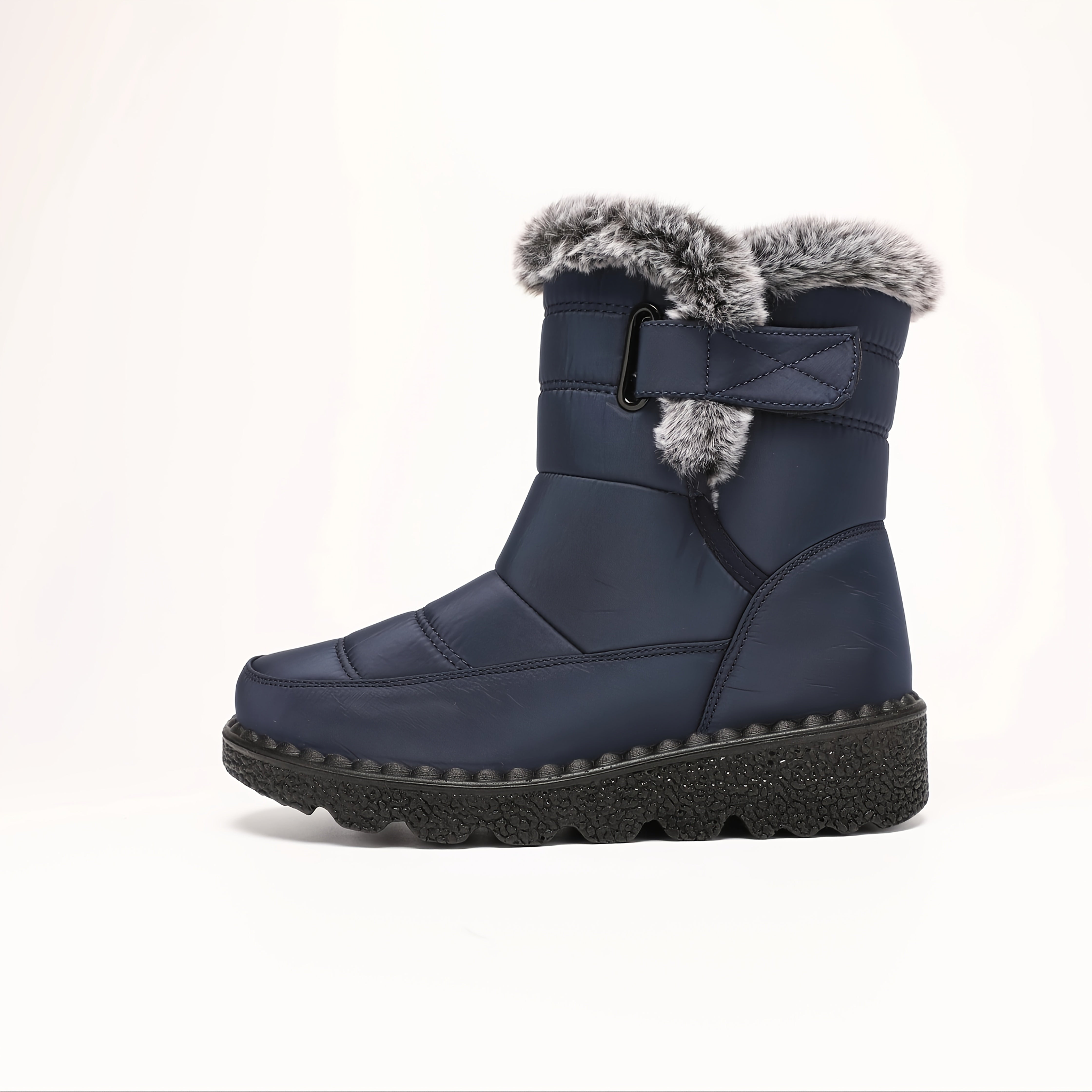 Women's All-Season Slip-On Boots Cushioned Sole Navy Blue Winter Shoes