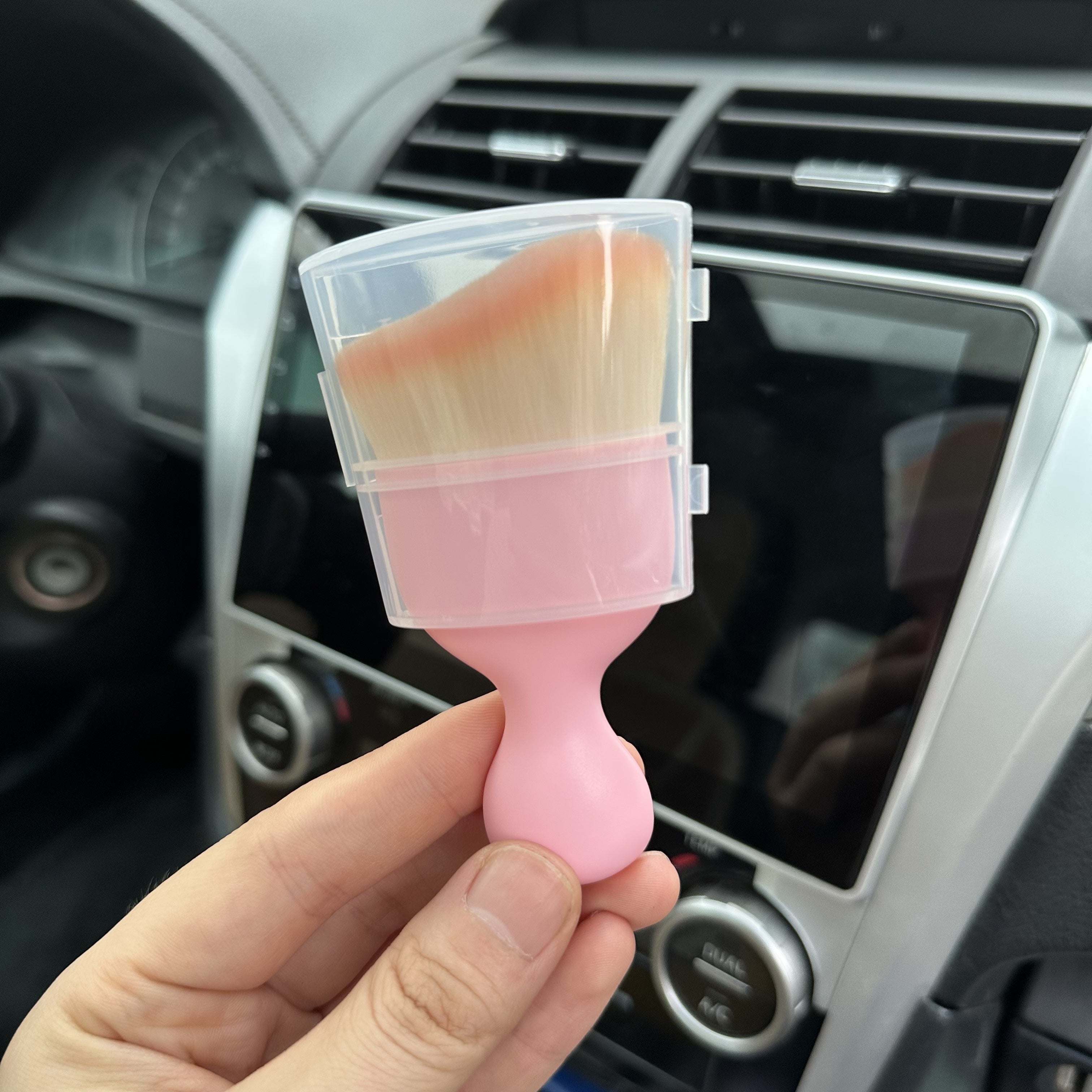 Cepillo de detallado para coches rosa para limpieza interior, cerdas suaves