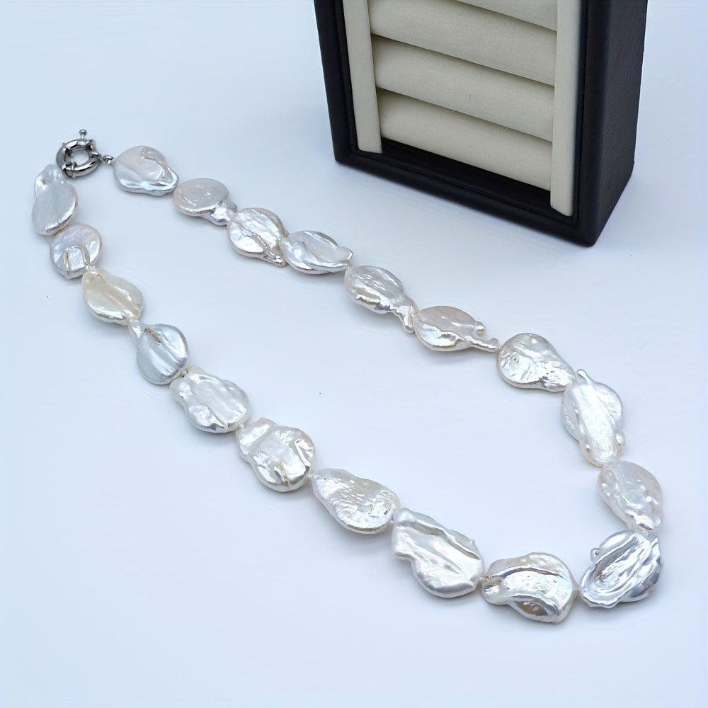 Women's Baroque Pearl Necklace Natural White Freshwater Irregular Teardrop Jewelry