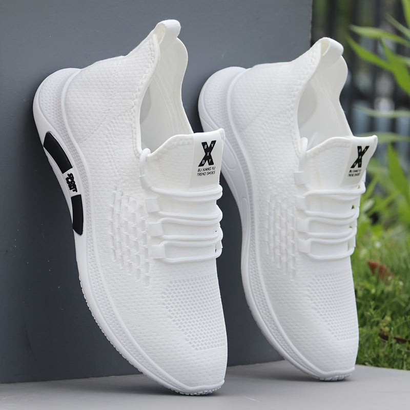 Men's Woven Slip-On Sneakers Breathable Soft Sole Casual Year-Round Workout