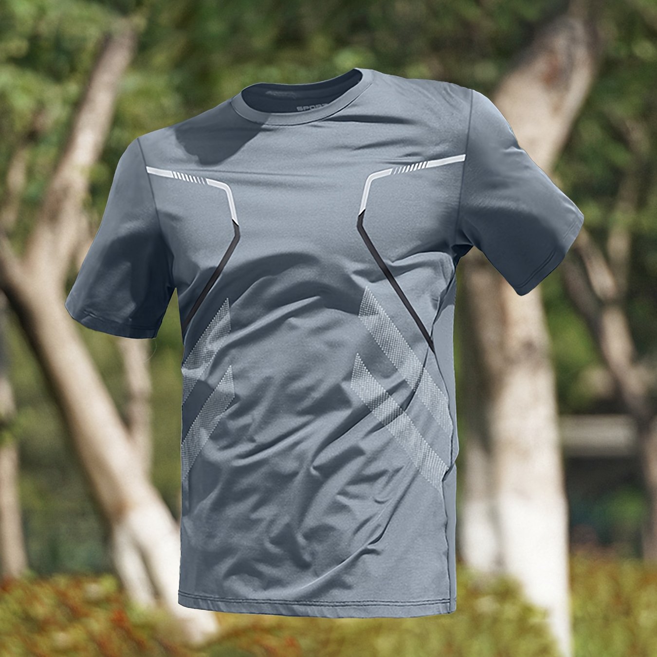 Men's Quick-Dry Breathable Polyester Sports T-Shirt for Running Fitness and Workout