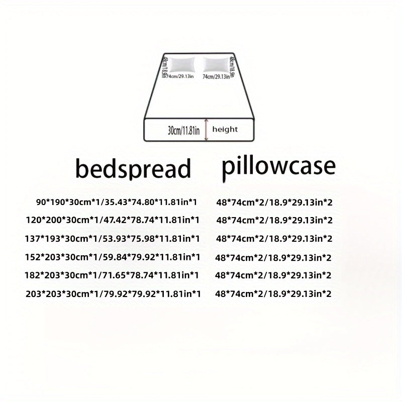 Printed Polyester Fitted Sheet Set with 2 Pillowcases Floral Pattern Bed Covering