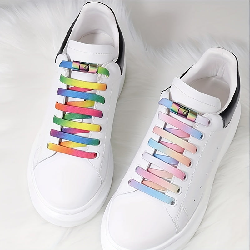Unisex Elastic No-Tie Shoelaces 100cm Polyester Rainbow Comfortable