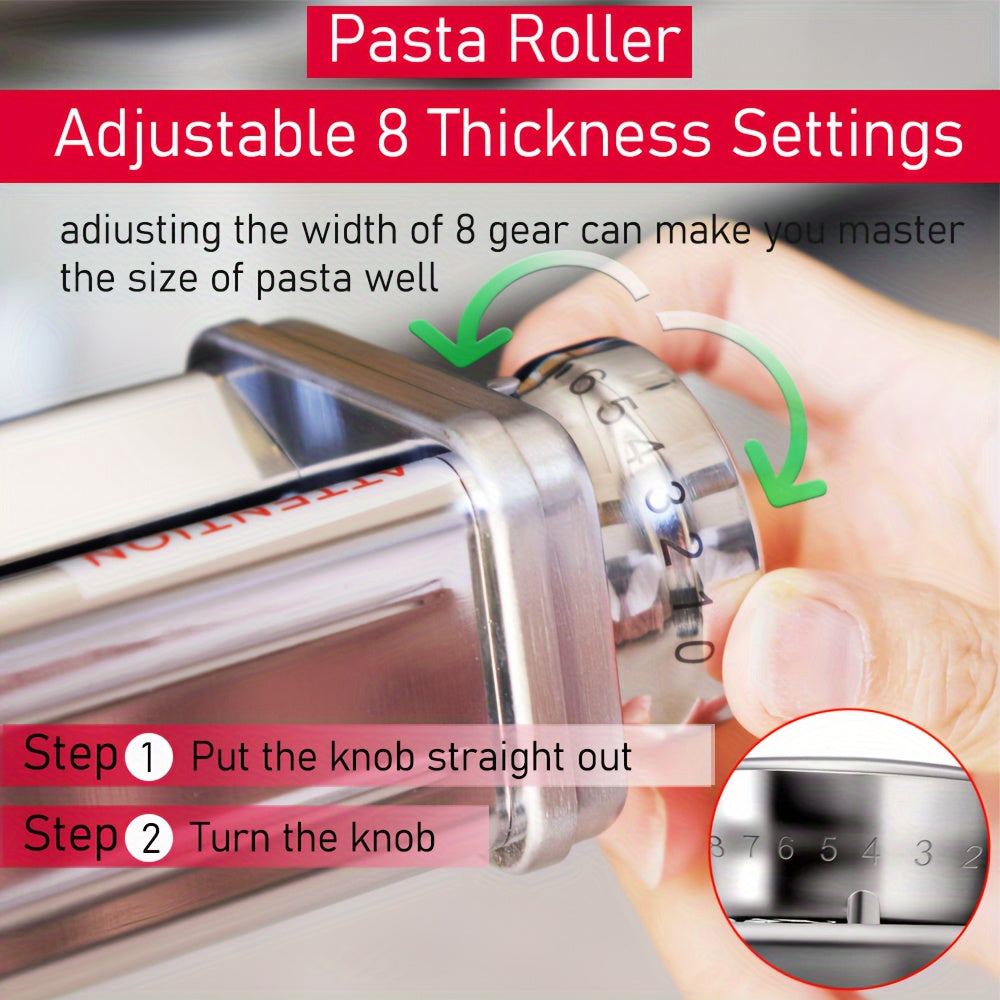 Stainless Steel Pasta Maker Attachments for Stand Mixer Includes Sheet Roller Spaghetti Fettuccine Cutter