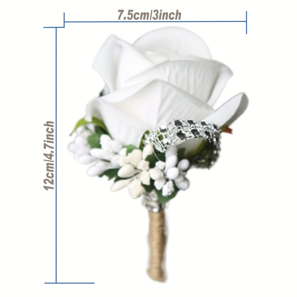 Fabric Rose Boutonniere for Grooms and Men Wedding Graduation Dances
