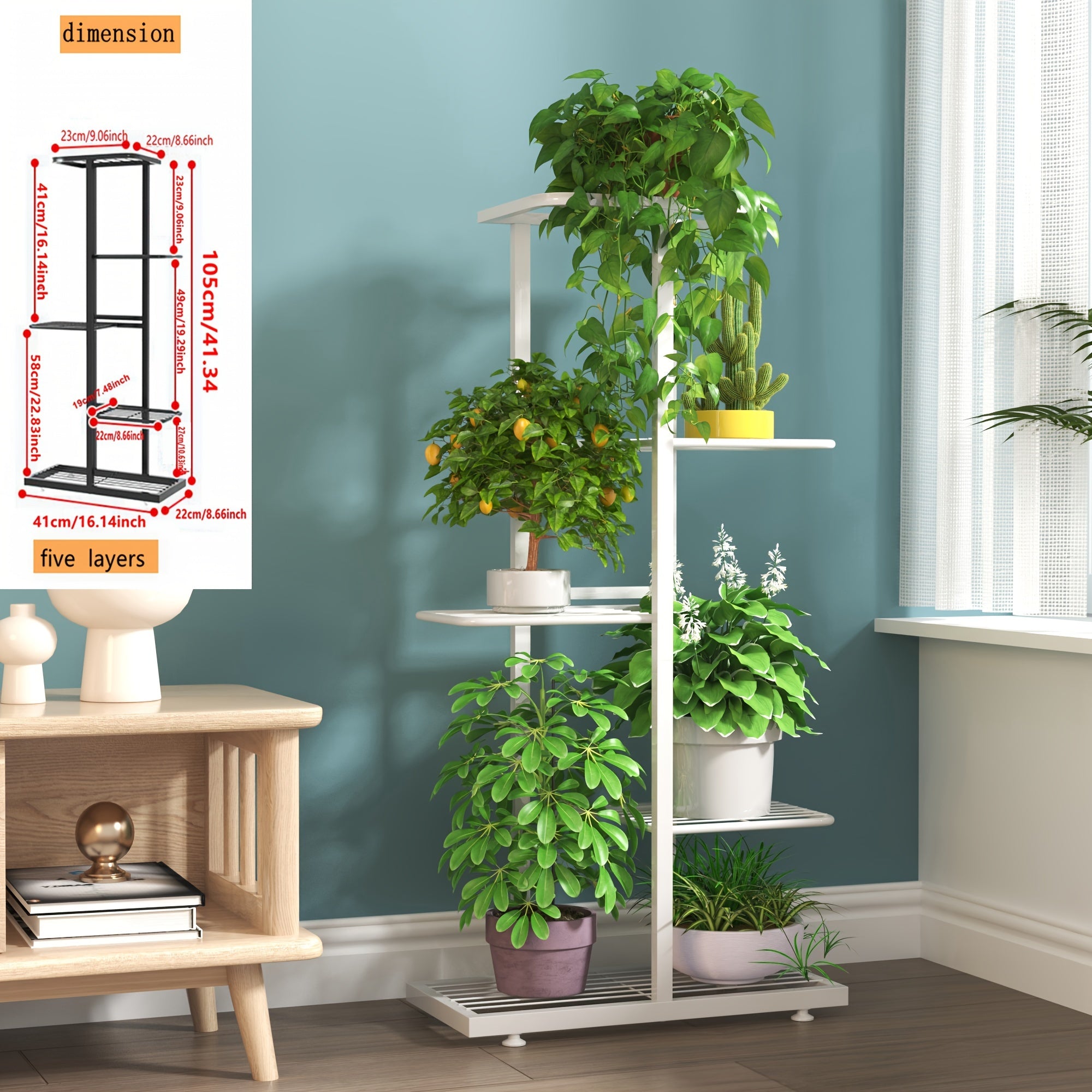 European Style Multi-Tier Metal Plant Stand White Rustproof Indoor Balcony Decor