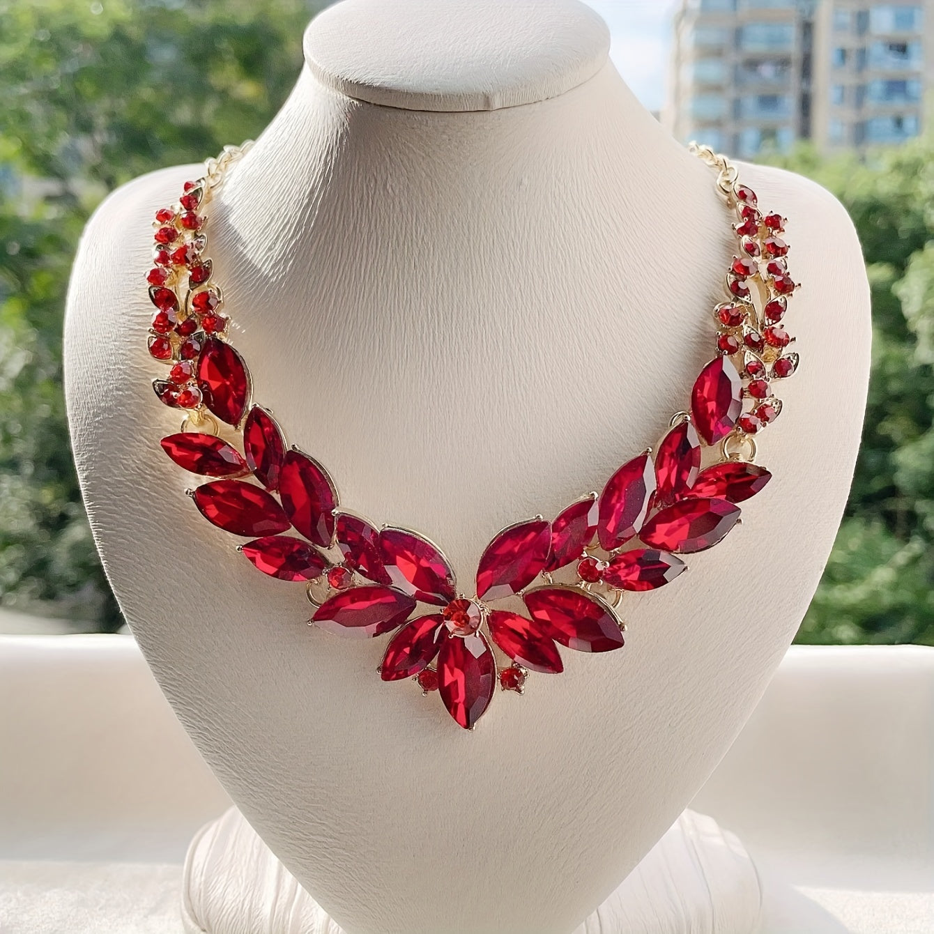Rhinestone Statement Necklace Chunky Bib Jewelry for Women