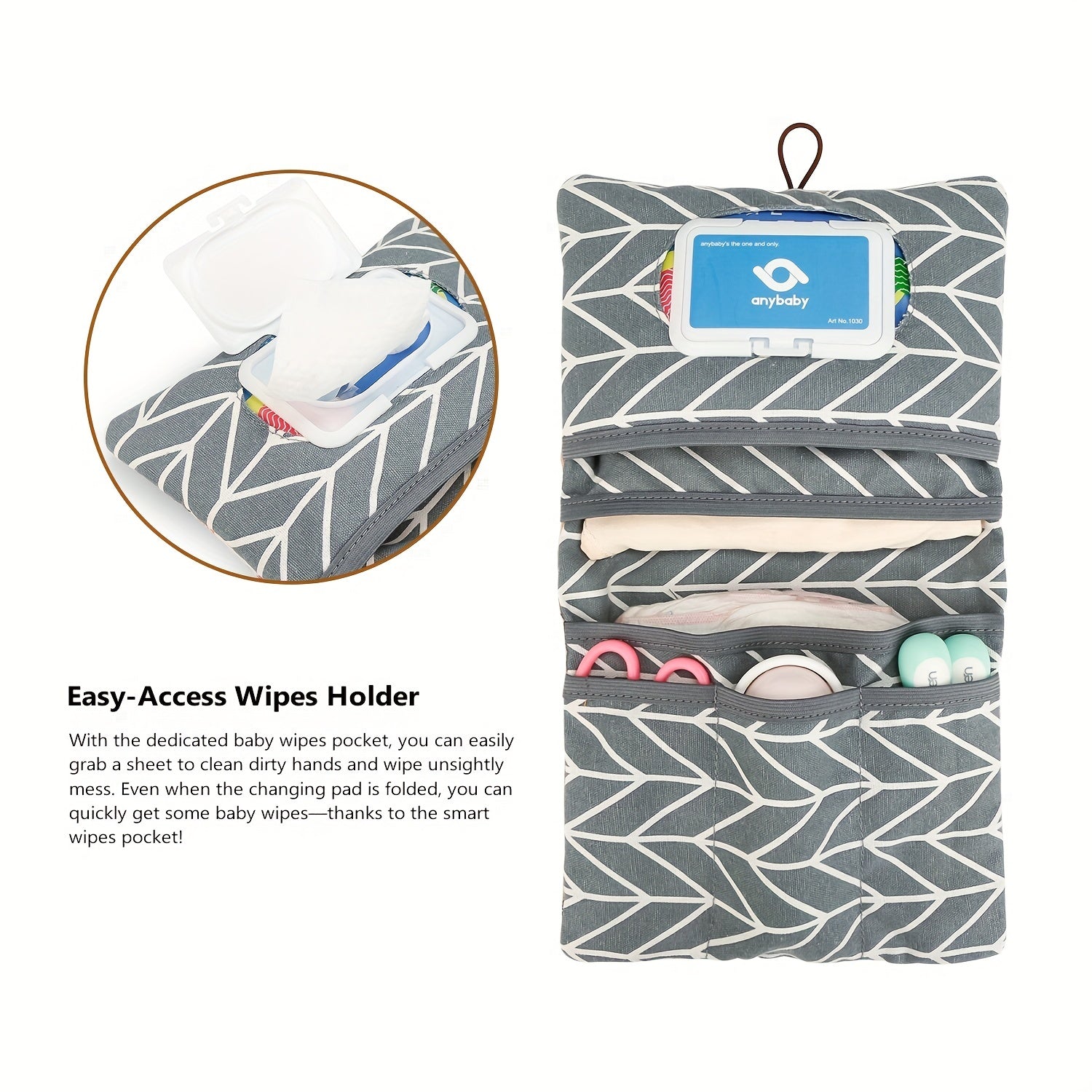 Portable Diaper Bag with Wet Wipe Storage and Wash Bag for Babies