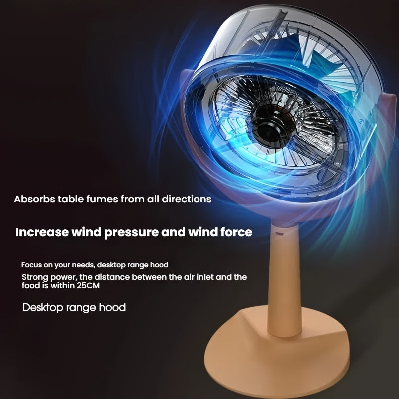 Новая USB-заряжаемая универсальная кухонная вытяжка с абсорбцией, может быть установлена или подвешена, компактный дизайн для рабочего стола, неограниченное поглощение дыма — необходимый аксессуар для устранения кухонных паров.