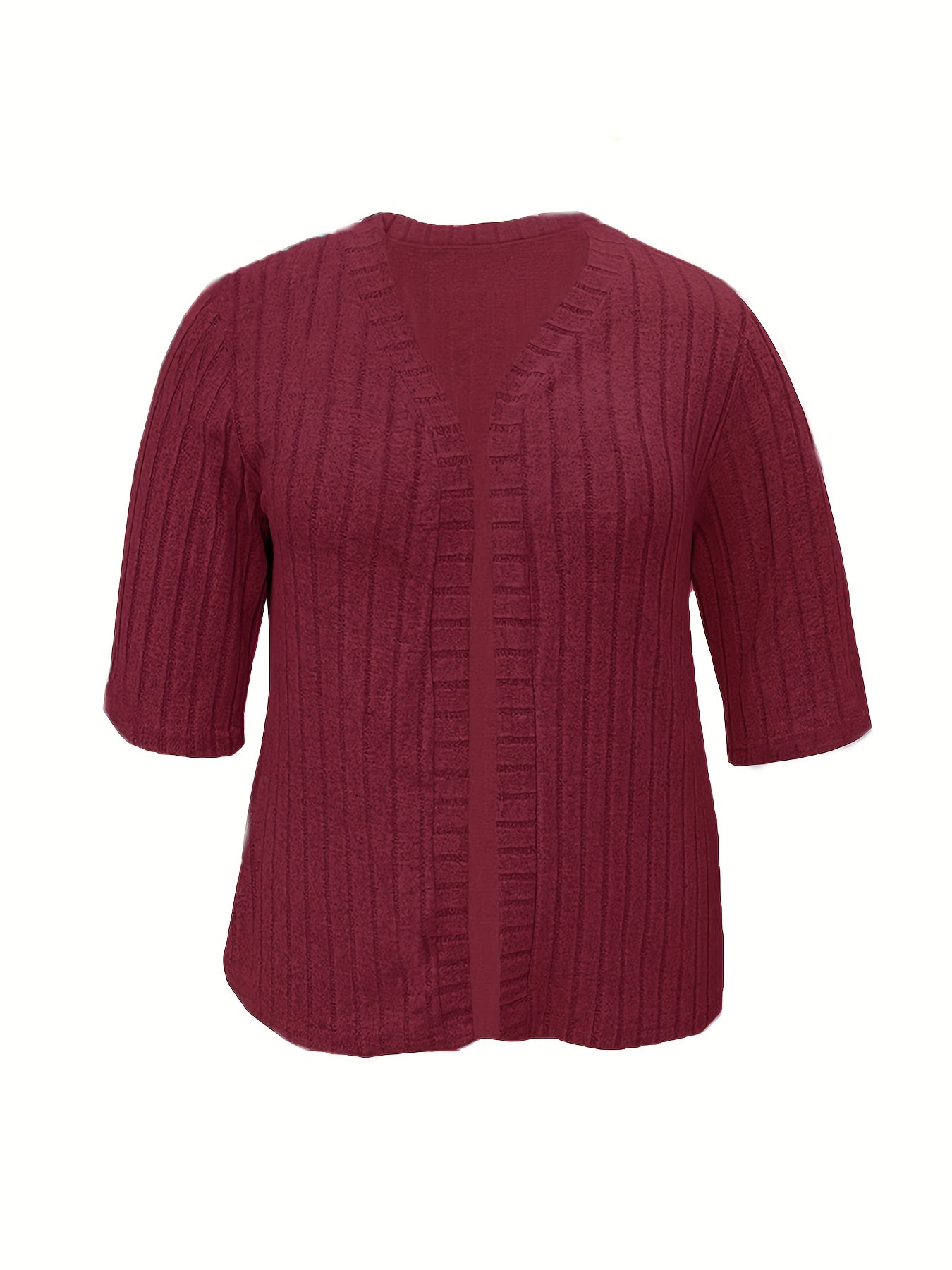 Plus Size Women's Solid Color Open Front Cardigan Fall Spring Knitwear