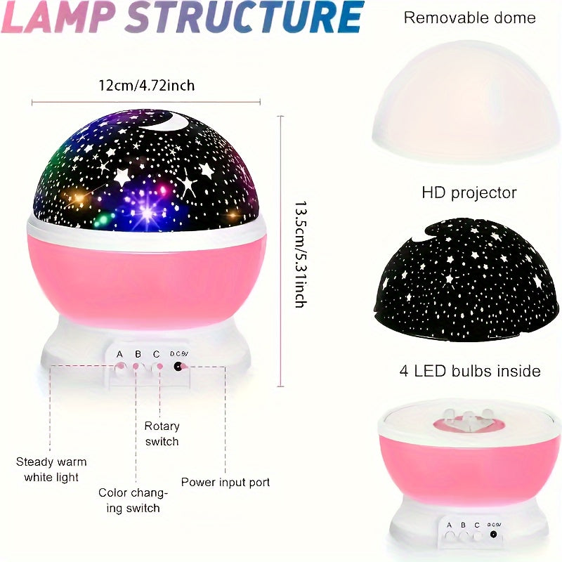 LED Starry Sky Projector for Bedroom Color Changing Night Light Pink ABS