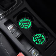 2pcs Glow-in-the-Dark Silicone Car Coasters Waterproof Non-Slip Cup Holder Inserts