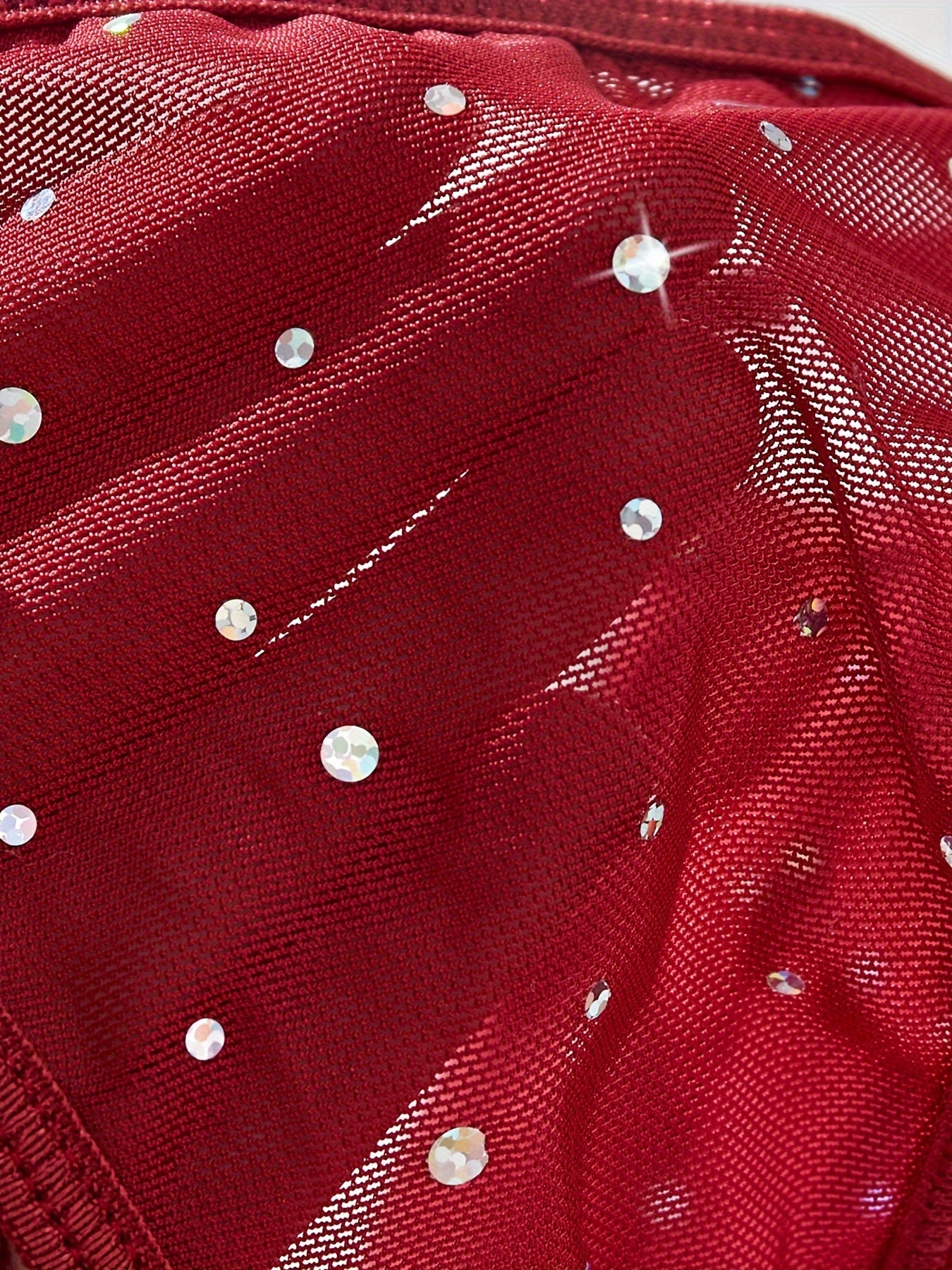 Red Lace Lingerie Set with Sparkling Details for Women