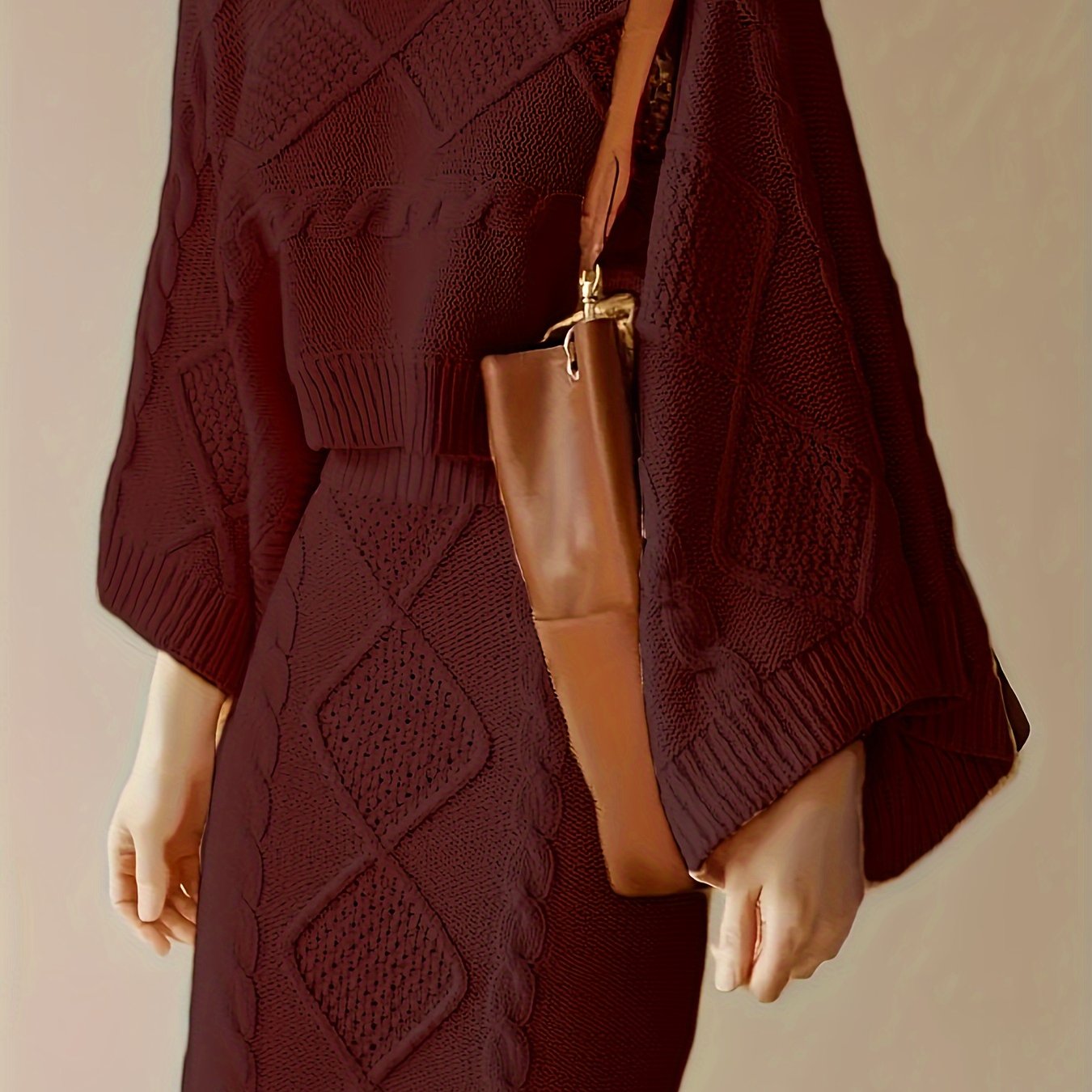 Plus Size Casual Sweater Skirt Two-Piece Set Black Large