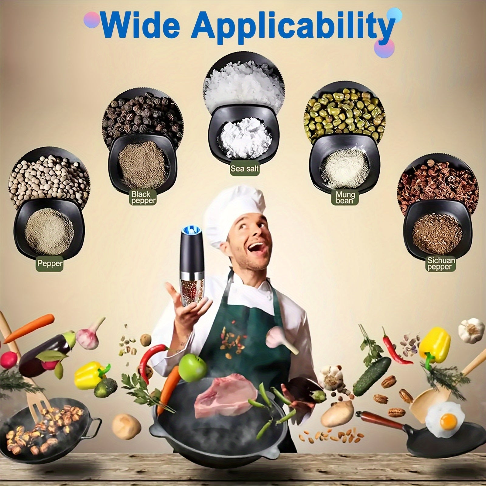 Ikki taqsimli elektr pechene va tuz maydalagich to'plami, sozlanadigan qattiqlik bilan, batareyali, LED chiroqlar, bitta qo'l bilan boshqarish, katta hajmli, yuviladigan, qora - Sevgililar kuni sovg'alariga ideal.