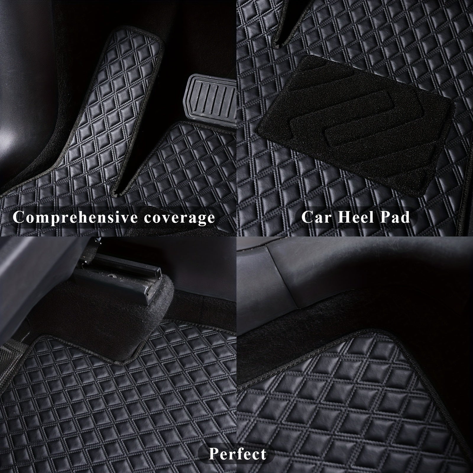 All-Weather Black PU Leather Floor Mats for Tesla Model Y Enhanced Grip