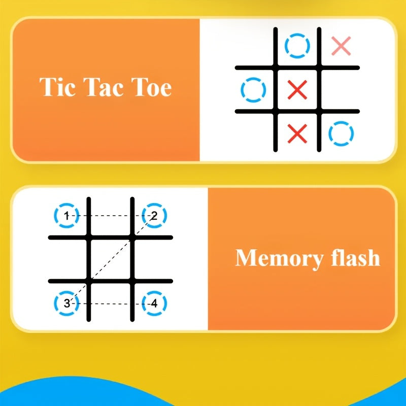 Yellow Portable Tic-Tac-Toe Game for Kids Ages 6+ Travel Family Gatherings