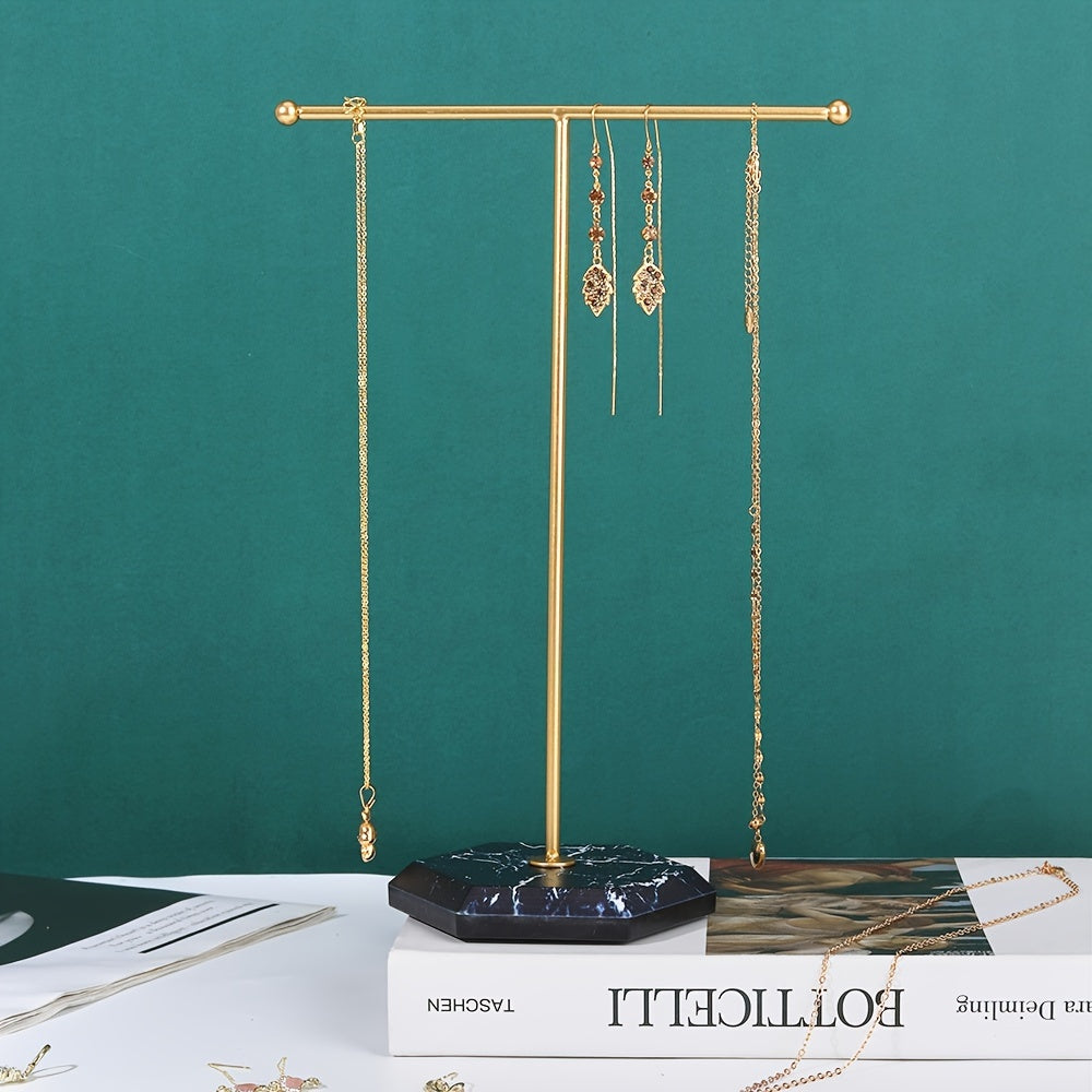 Metal Jewelry Storage Rack with T-Shaped Design for Necklaces Earrings and Rings