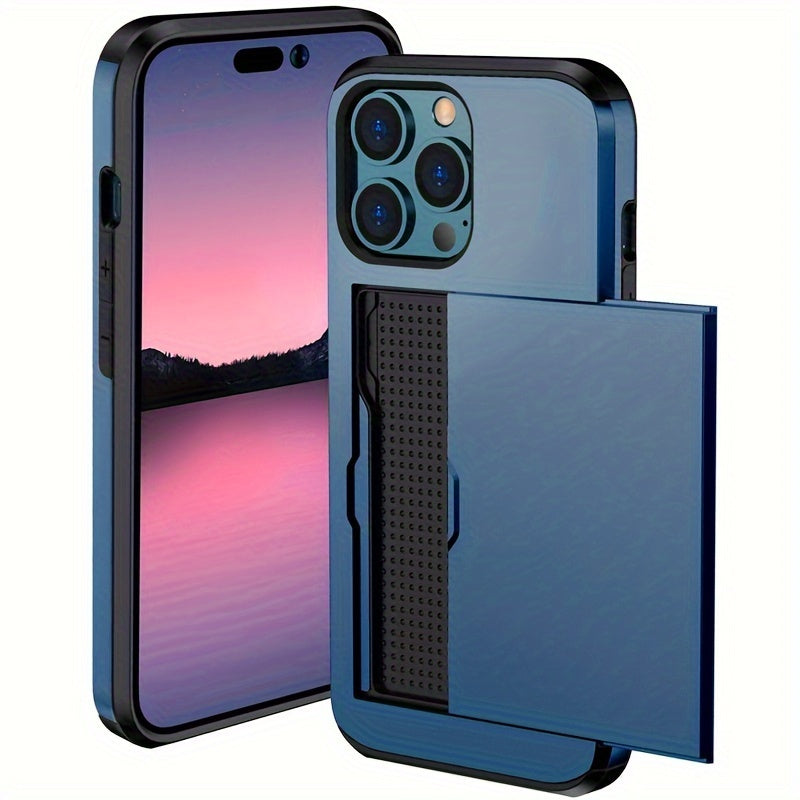 Hard Phone Case with Card Slot for iPhone 14-16 Pro Max