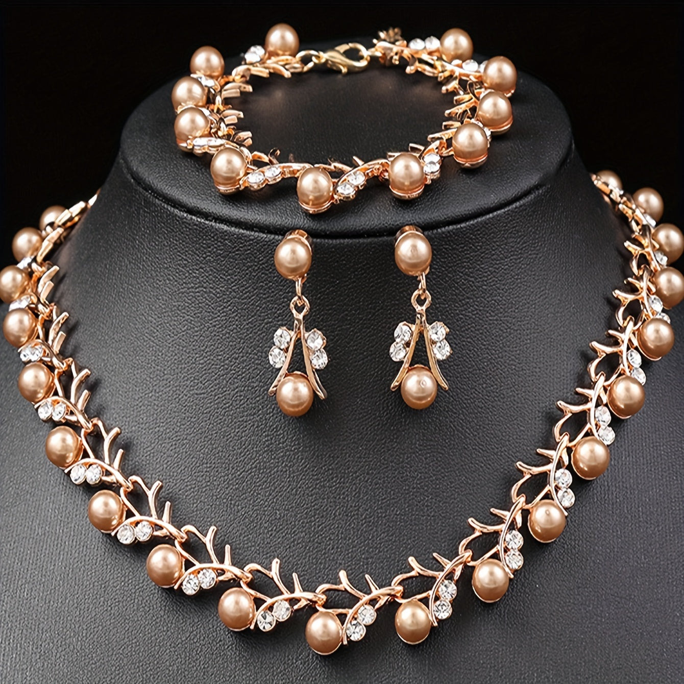 Women’s Jewelry Set Faux Pearl Silver-Plated Necklace Bracelet Earrings for Weddings Parties