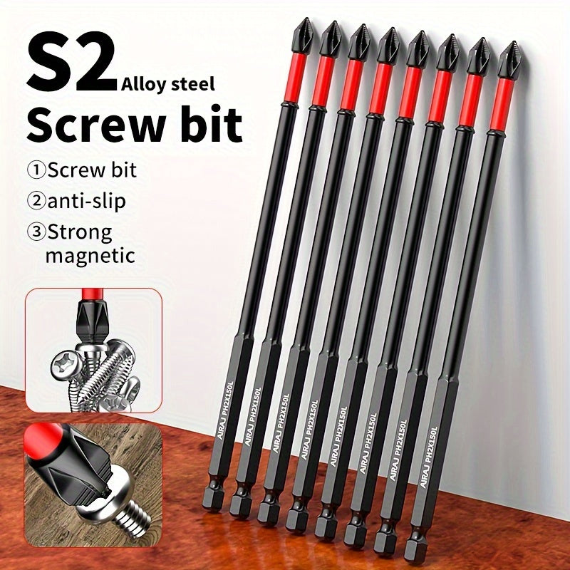 3/8/15pcs S2 Cross High Hardness Anti-slip Screwdriver Extension Set