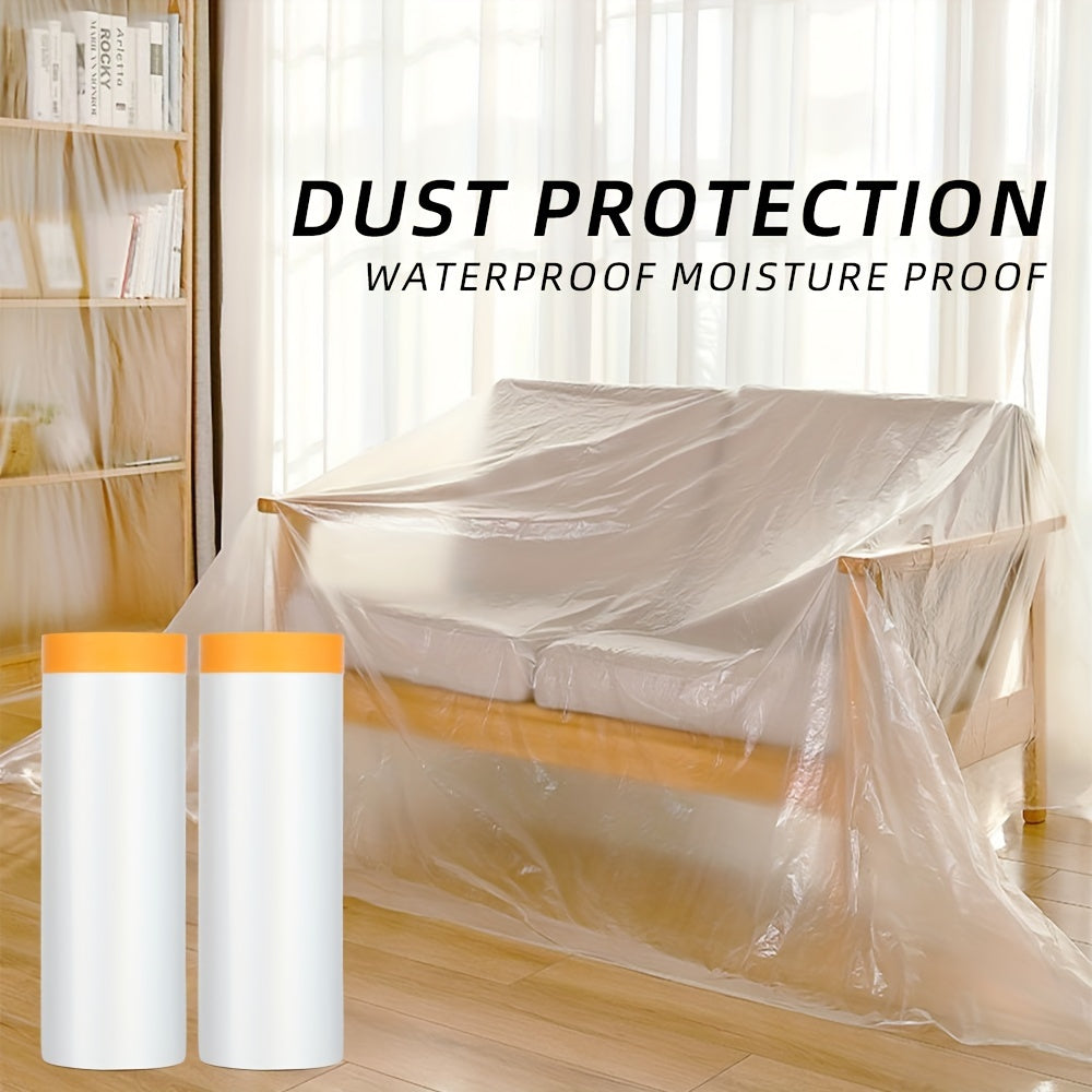 Disposable Furniture Dust Cover 1pc with Tape Durable Plastic Protector for Beds Sofas Tables