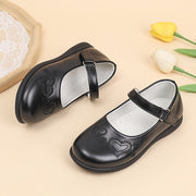 Qizlar uchun qora o'quvchi poyabzallari, maktab chiqishlari uchun yoqimli malika poyabzallari.