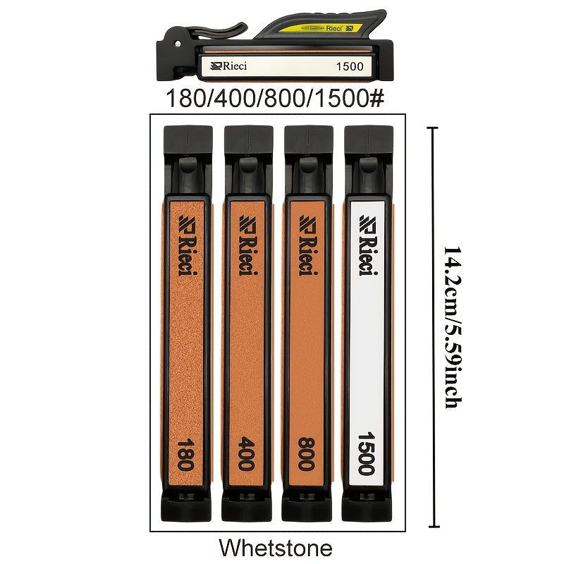 Professional Knife Sharpener System with Cast Iron Base and Whetstones