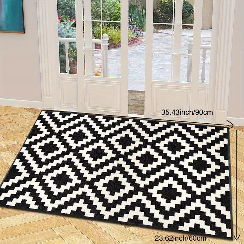 Plaid Doormat Non-Slip Stain-Resistant Entryway Rug with Velvet Backing