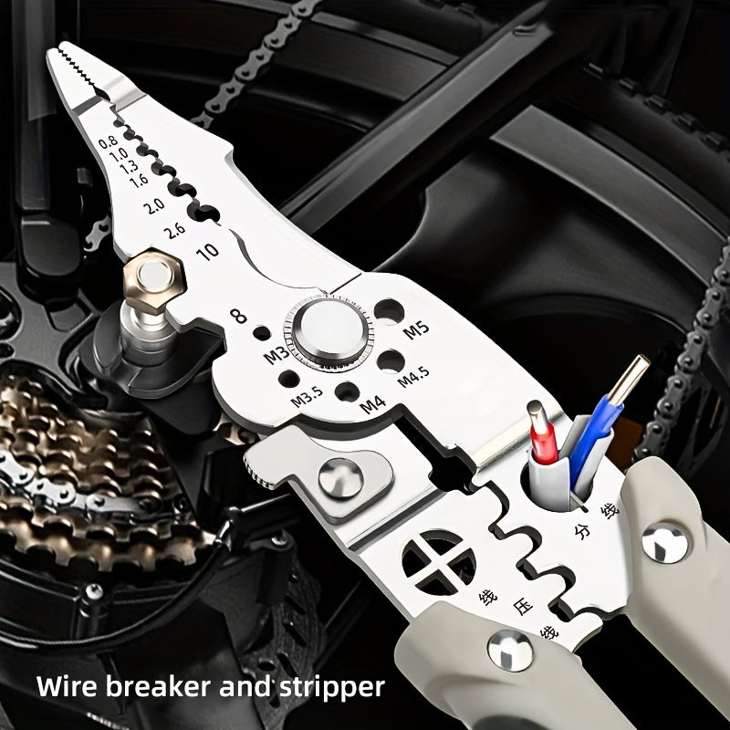 8-in-1 Metal Wire Stripper Pliers with Cable Cutter Crimper Nail Extractor
