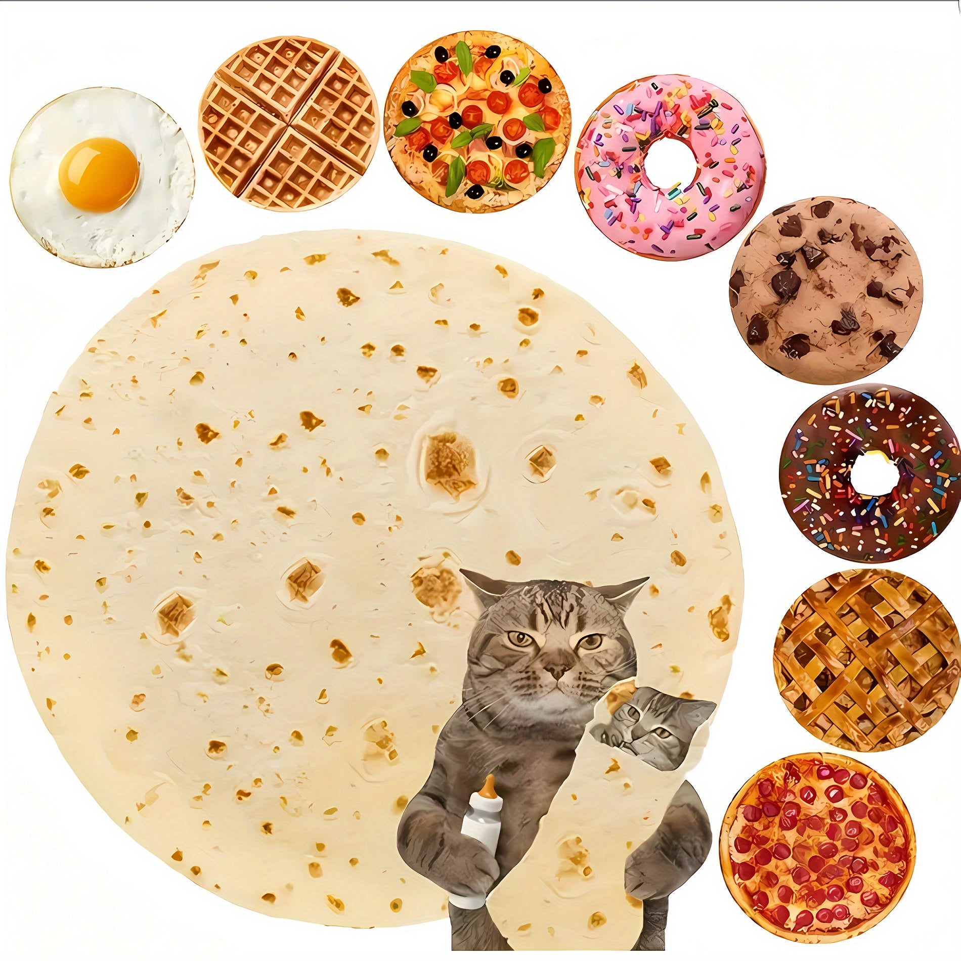 Hilarious Food Print Round Blanket for Couch, Travel, and Gift