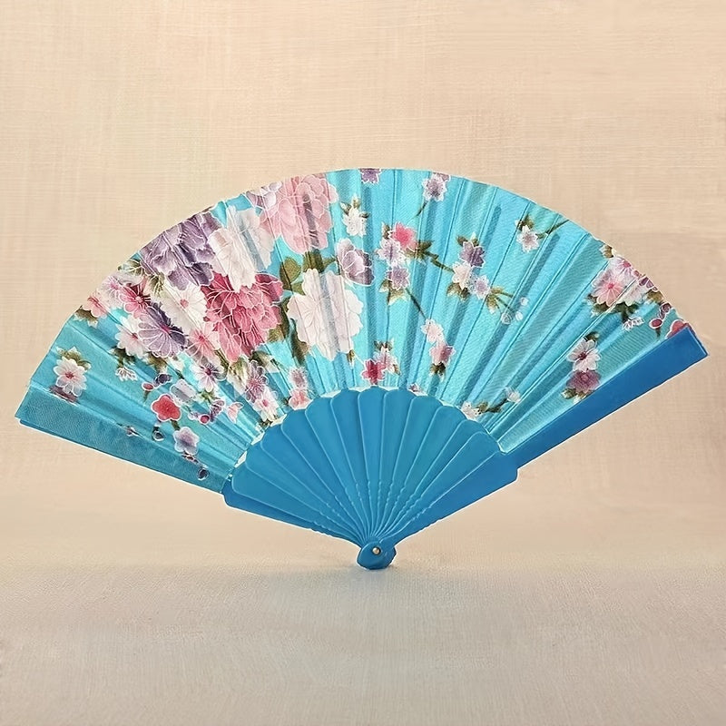 Silk Fabric Foldable Fan for Women Dancing Gifting Square Dancing Antique Fan