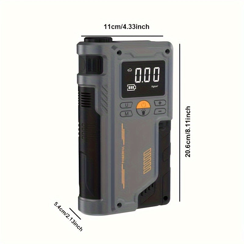 8000mAh Portable Car Jump Starter with Tire Inflator Air Compressor LED Light and Dual USB