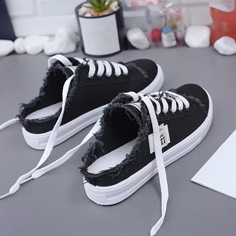 Women's White Flat Sneakers Slip-On Loafers Spring 2024 Half Support